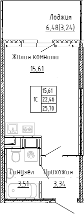 Планировка — Аквилон Stories, Студия, 21 м²