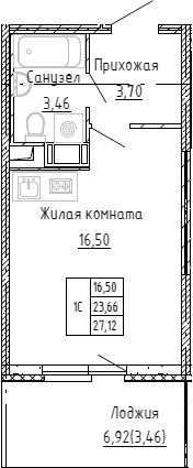 Планировка — Аквилон Stories, Студия, 22 м²