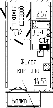 Планировка — SERTOLOVO PARK, Студия, 27 м²