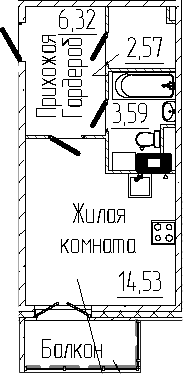 Планировка — SERTOLOVO PARK, Студия, 27 м²