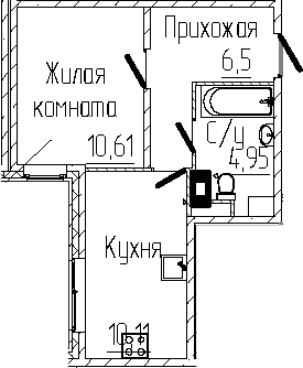 Планировка — SERTOLOVO PARK, 1-комн., 32 м²