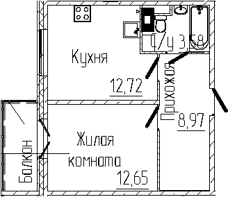 Планировка — SERTOLOVO PARK, 1-комн., 38 м²