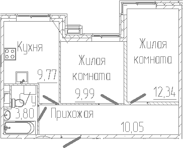 Планировка — SERTOLOVO PARK, 2-комн., 46 м²