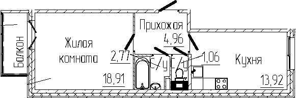 Планировка — SERTOLOVO PARK, 1-комн., 42 м²