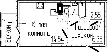 Планировка — SERTOLOVO PARK, Студия, 27 м²