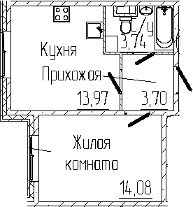 Планировка — SERTOLOVO PARK, 1-комн., 35 м²