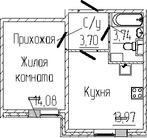 Планировка — SERTOLOVO PARK, 1-комн., 35 м²
