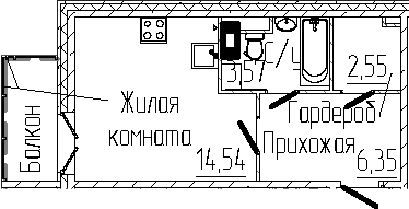 Планировка — SERTOLOVO PARK, Студия, 27 м²