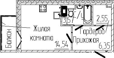 Планировка — SERTOLOVO PARK, Студия, 27 м²