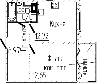 Планировка — SERTOLOVO PARK, 1-комн., 38 м²