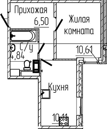 Планировка — SERTOLOVO PARK, 1-комн., 32 м²