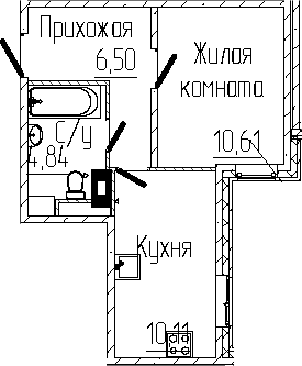 Планировка — SERTOLOVO PARK, 1-комн., 32 м²