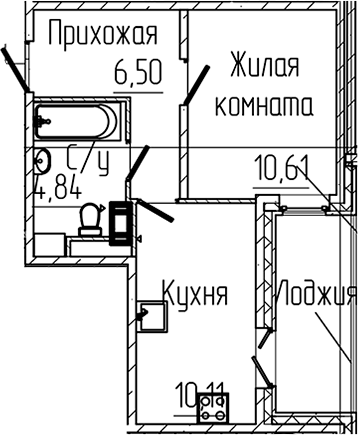 Планировка — SERTOLOVO PARK, 1-комн., 32 м²