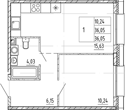 Планировка — PLUS Пулковский, 1-комн., 36 м²