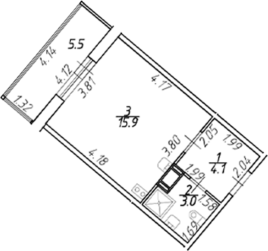 Планировка — Полис ЛАВрики, Студия, 23 м²