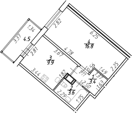 Планировка — Полис ЛАВрики, 1-комн., 34 м²