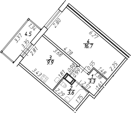 Планировка — Полис ЛАВрики, 1-комн., 34 м²