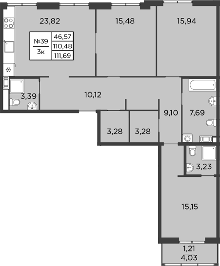 Планировка — BAKUNINA 33, 4-комн., 110 м²