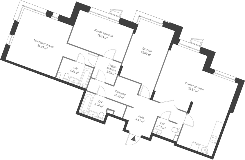 Планировка — ВЕРЕН НОРТ Cертолово, 4-комн., 114 м²