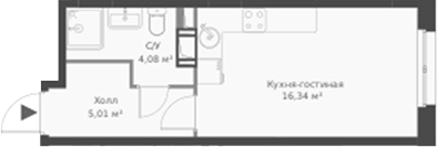 Планировка — ВЕРЕН НОРТ Cертолово, Студия, 26 м²