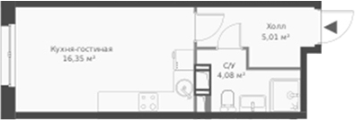 Планировка — ВЕРЕН НОРТ Cертолово, Студия, 26 м²