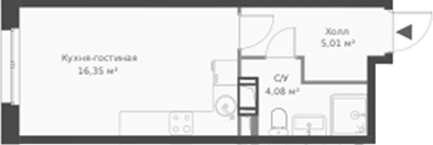 Планировка — ВЕРЕН НОРТ Cертолово, Студия, 25 м²