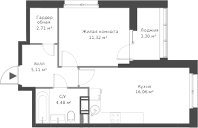 Планировка — ВЕРЕН НОРТ Cертолово, 2-комн., 40 м²