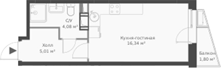 Планировка — ВЕРЕН НОРТ Cертолово, Студия, 25 м²