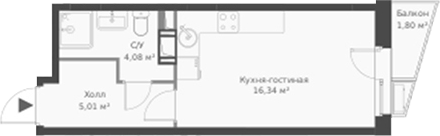 Планировка — ВЕРЕН НОРТ Cертолово, Студия, 25 м²