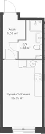 Планировка — ВЕРЕН НОРТ Cертолово, Студия, 26 м²