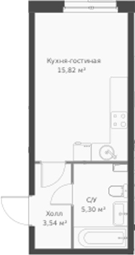 Планировка — ВЕРЕН НОРТ Cертолово, Студия, 25 м²