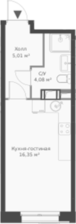 Планировка — ВЕРЕН НОРТ Cертолово, Студия, 25 м²
