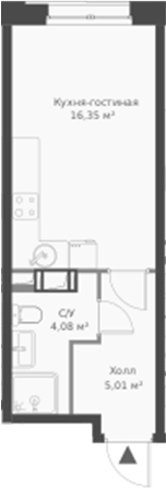 Планировка — ВЕРЕН НОРТ Cертолово, Студия, 25 м²