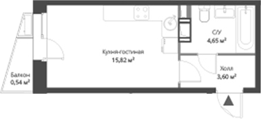 Планировка — ВЕРЕН НОРТ Cертолово, Студия, 24 м²