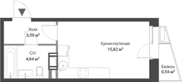 Планировка — ВЕРЕН НОРТ Cертолово, Студия, 24 м²