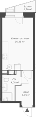 Планировка — ВЕРЕН НОРТ Cертолово, Студия, 25 м²