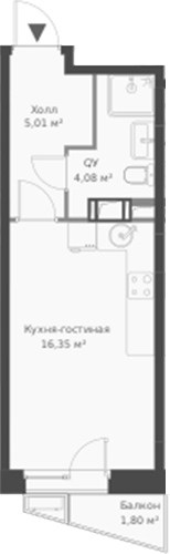 Планировка — ВЕРЕН НОРТ Cертолово, Студия, 25 м²