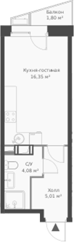 Планировка — ВЕРЕН НОРТ Cертолово, Студия, 25 м²