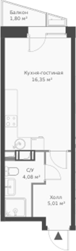 Планировка — ВЕРЕН НОРТ Cертолово, Студия, 25 м²