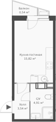 Планировка — ВЕРЕН НОРТ Cертолово, Студия, 24 м²