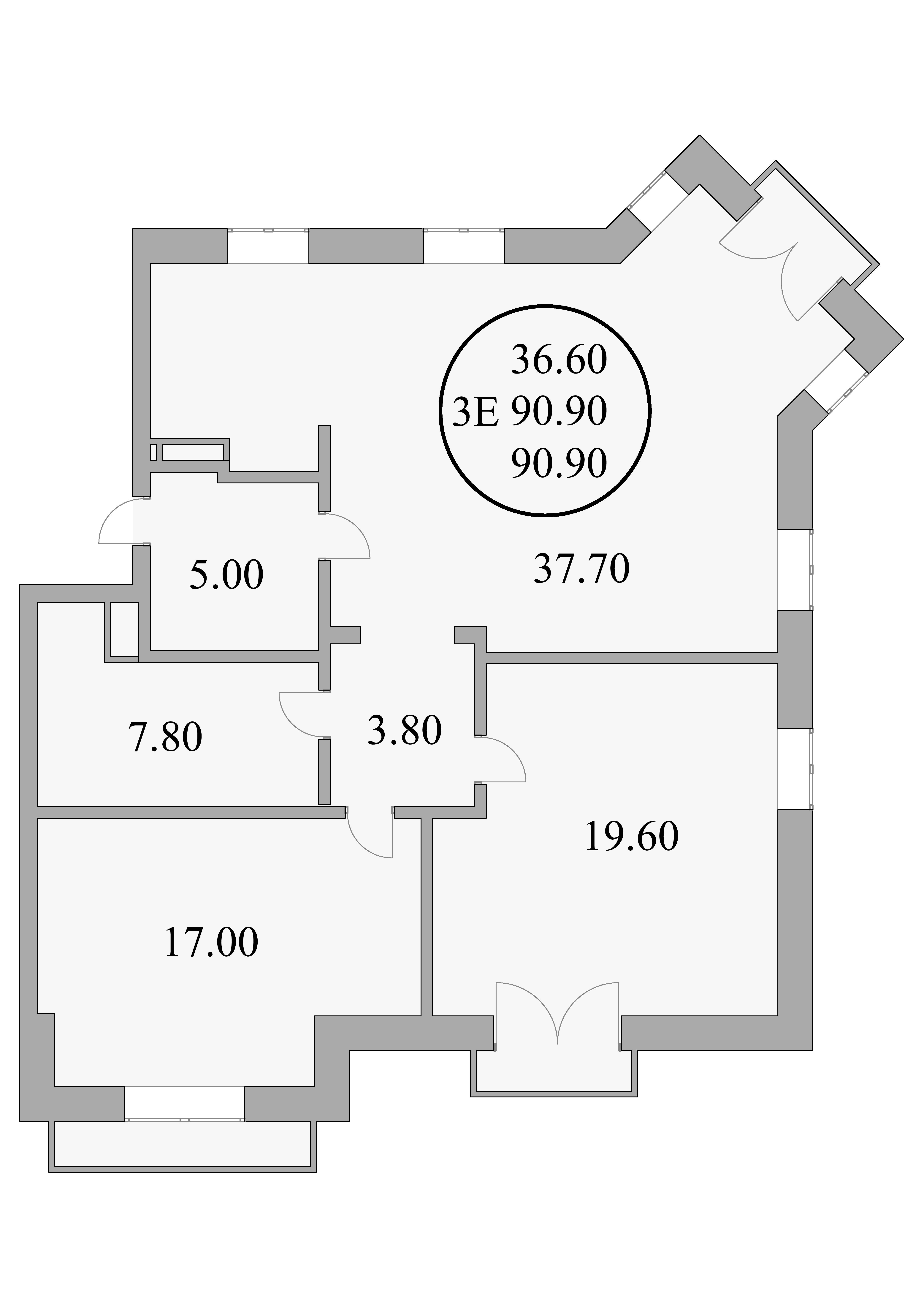 Планировка — Коттеджный поселок Ламбридж, 3-комн., 91 м²