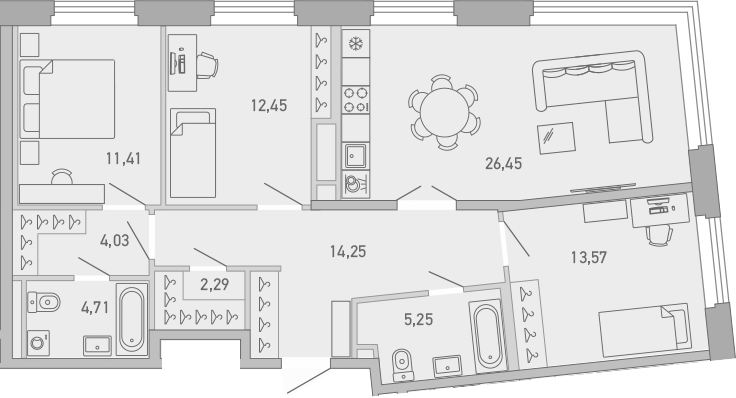 Планировка — Министр, 3-комн., 94 м²