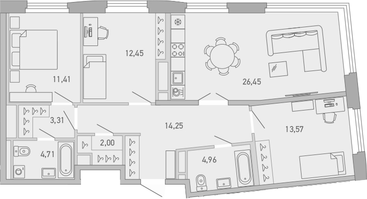 Планировка — Министр, 3-комн., 93 м²