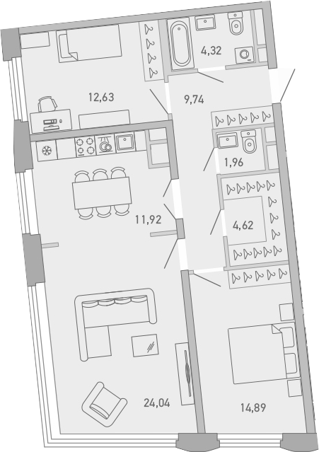 Планировка — Министр, 3-комн., 84 м²