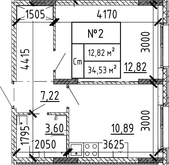 Планировка — Аннино Сити, 1-комн., 35 м²