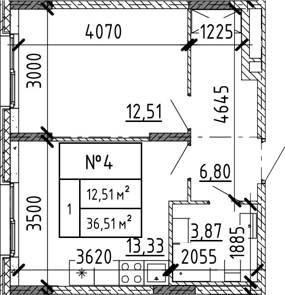 Планировка — Аннино Сити, 2-комн., 37 м²