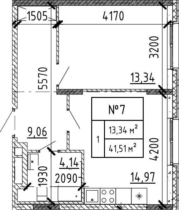 Планировка — Аннино Сити, 2-комн., 42 м²