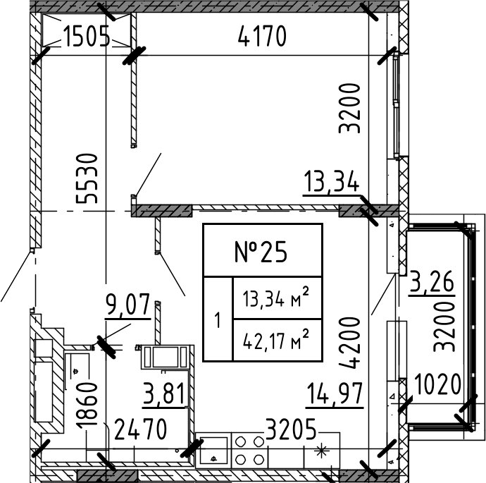 Планировка — Аннино Сити, 2-комн., 41 м²
