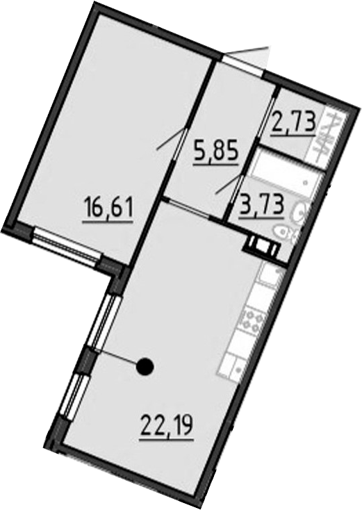 Планировка — Невский берег, 2-комн., 50 м²
