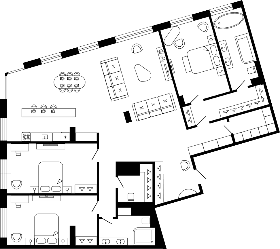 Планировка — 17/33, 4-комн., 218 м²